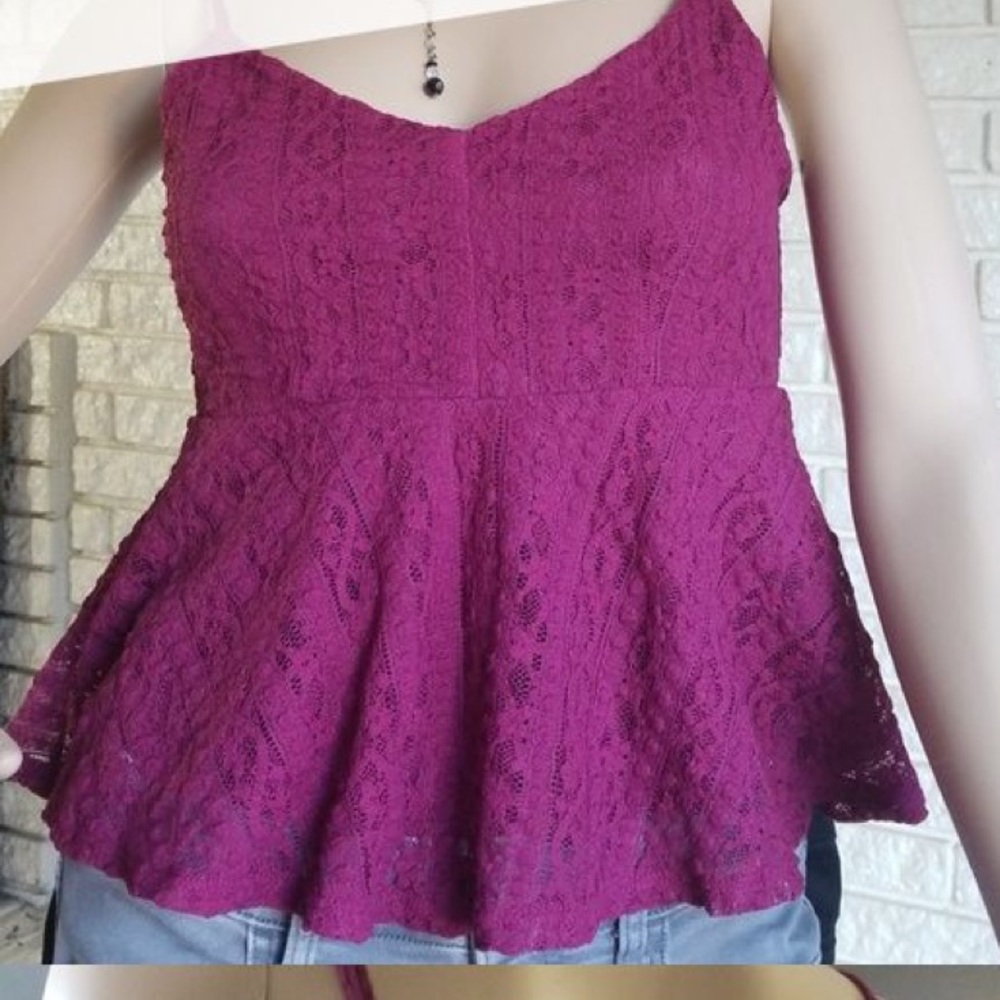 3/$15 Garage Lace Peplum Tank Top